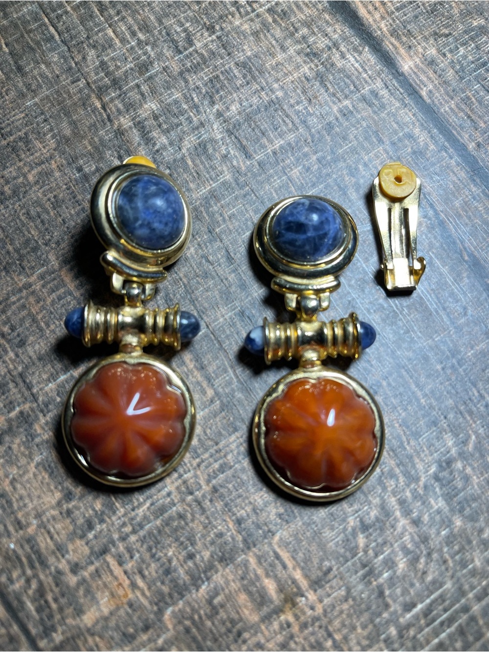 80’s FR Francesca Romana Gold Tone ClipOn Earrings Couture Door knocker